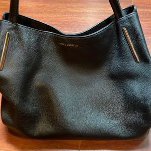 Vince Camuto black leather shoulder bag
